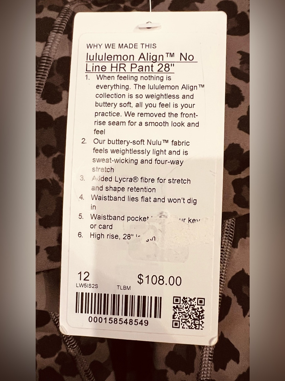 Lululemon Align No Line High-Rise Pant 28” Leopard Print – Size 12 – NWT - Picture 7 of 9